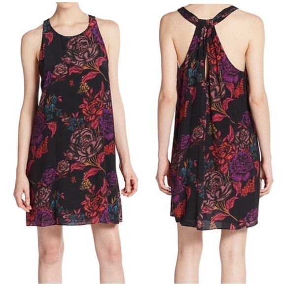 Alice + Olivia Black Colorful Floral Romantic Formal Halter Cocktail Shift Dress - Picture 1 of 14